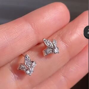 NWOT 14K White Gold Diamond Stud Earrings